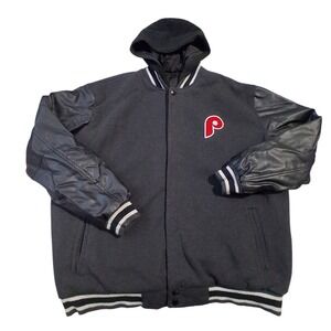 Cooperstown Philadelphia Phillies Mens size 3X Varsity Reversible‎ Hooded Jacket